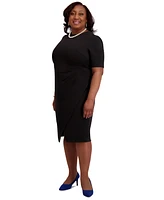 Kasper Women's Short-Sleeve Side Pleated Dress, Regular & Plus Sizes