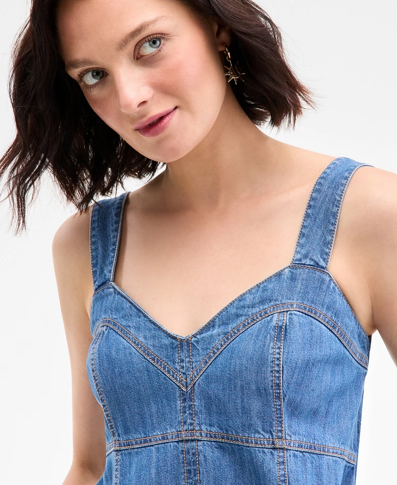 On 34th Women's Denim Sweetheart-Neck Midi Dress, Exclusively at Macy's