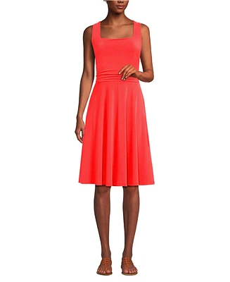 Lands' End Women's Cupro Fit and Flare Sleeveless Dress