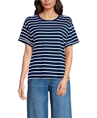 Lands' End Women's Oversized Supima Short Sleeve Crew Neck T-Shirt