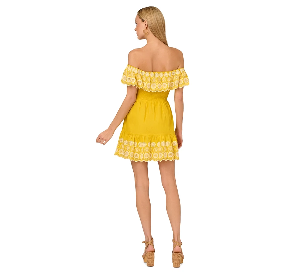 Adrianna by Papell Women's Cotton Ruffled Dress