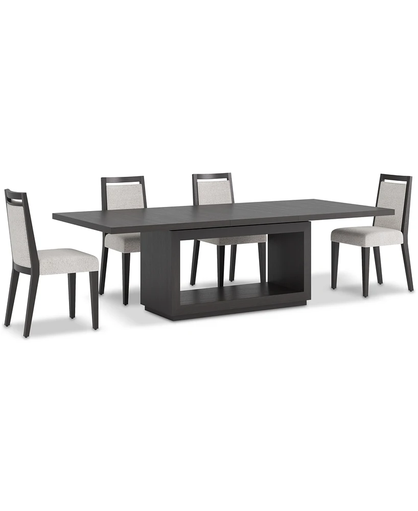 Tivie 5-Pc. Dining Set (Rectangular Table & 4 Wood Chairs)