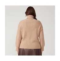 Cadence Beige Turtle Neck Sweater Knit