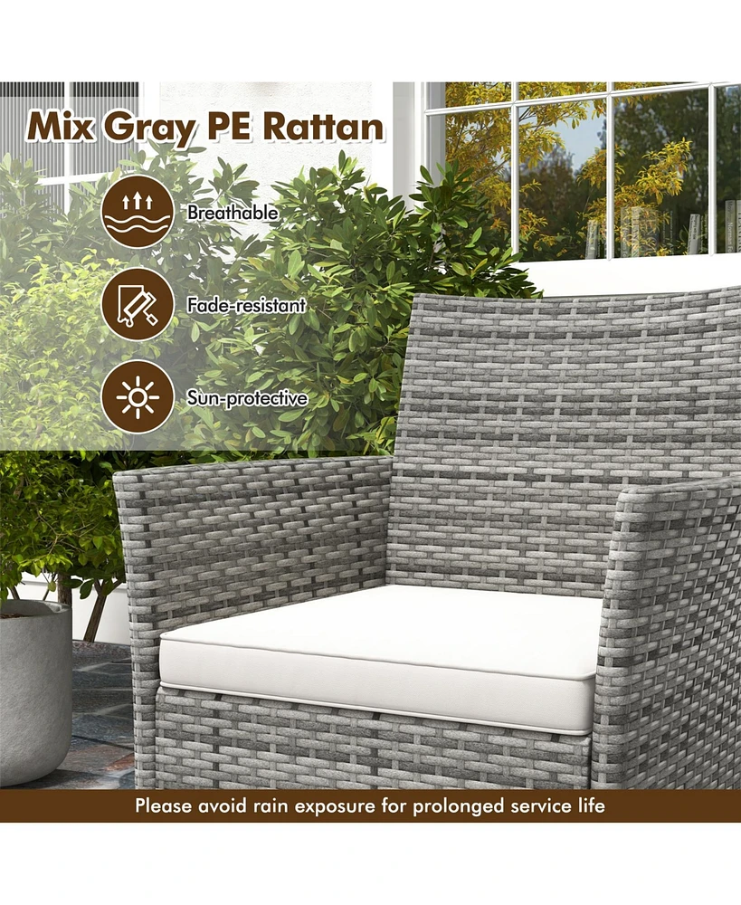 2 Pieces Outdoor Pe Rattan Armchairs with Cozy Seat Cushions