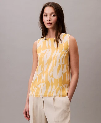 Calvin Klein Women's Printed Chiffon Sleeveless Blouse