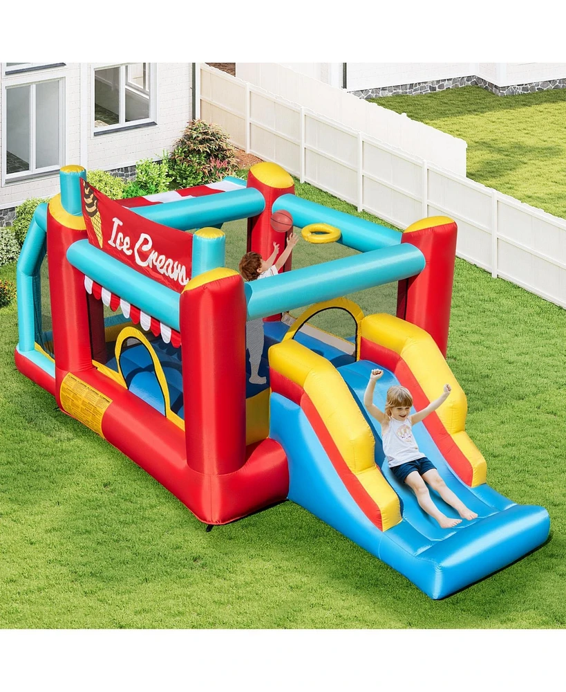 5-in-1 Ice Cream Inflatable Bounce House with Ball Pit and Slide with 480W Blower