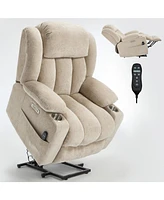 Chenille Power Lift Recliner, Massage & Heat, Usb, Cup Holders