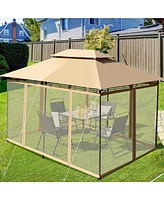 10 Feet x 13 Feet Tent Canopy Shelter with Removable Netting Sidewall