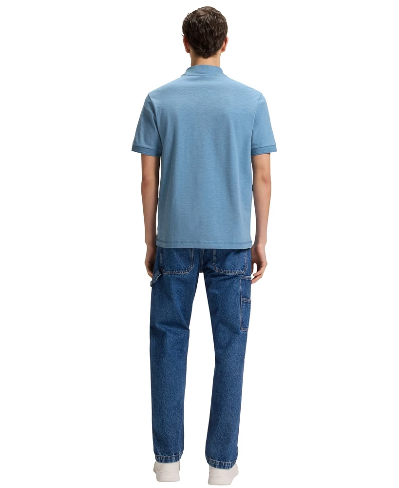 Boss by Hugo Men's Logo Badge Slub Cotton-Linen Polo Shirt