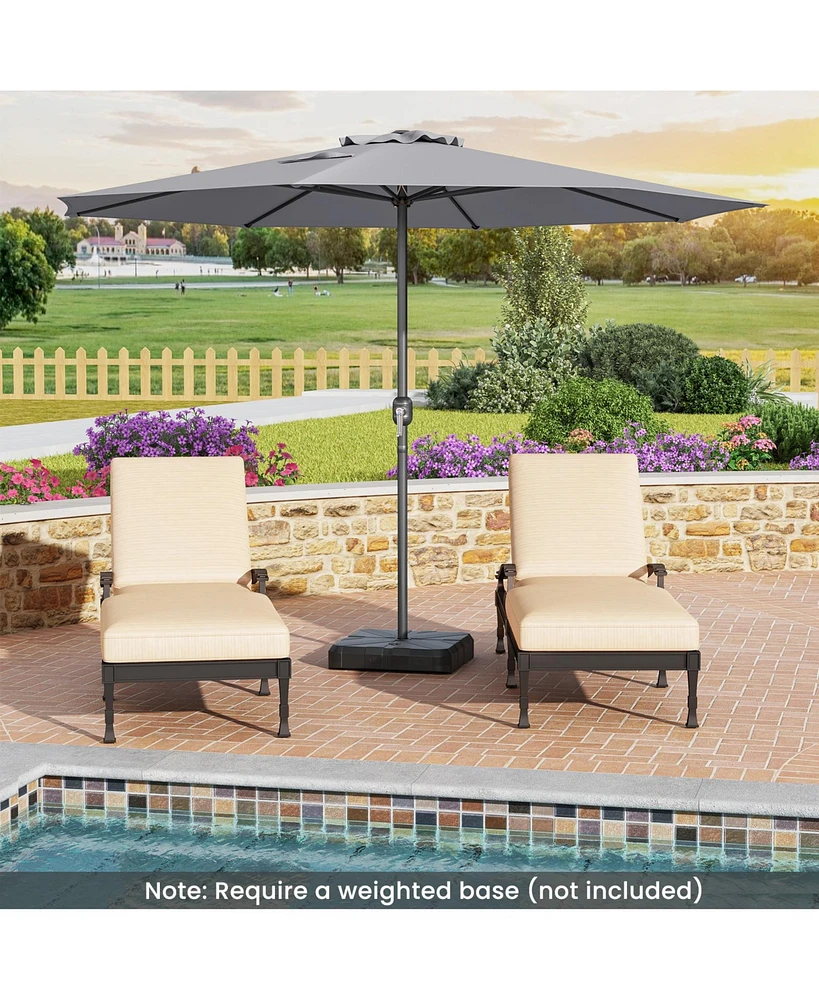 12 Feet Patio Umbrella with Crank Handle and 8 Sturdy Ribs-Gray