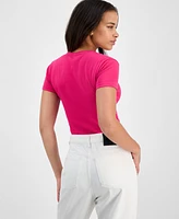 Hugo Women's Logo Crewneck Short-Sleeve Cropped T-Shirt