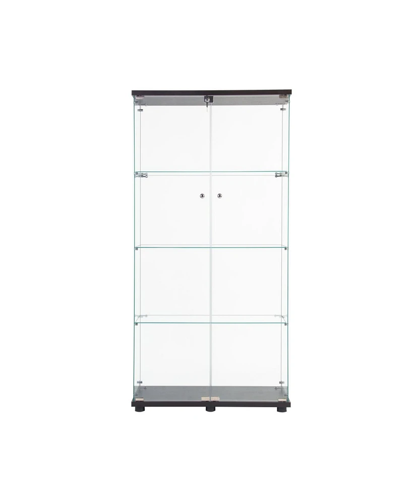 Led Strip Light Glass Display Cabinet - Black