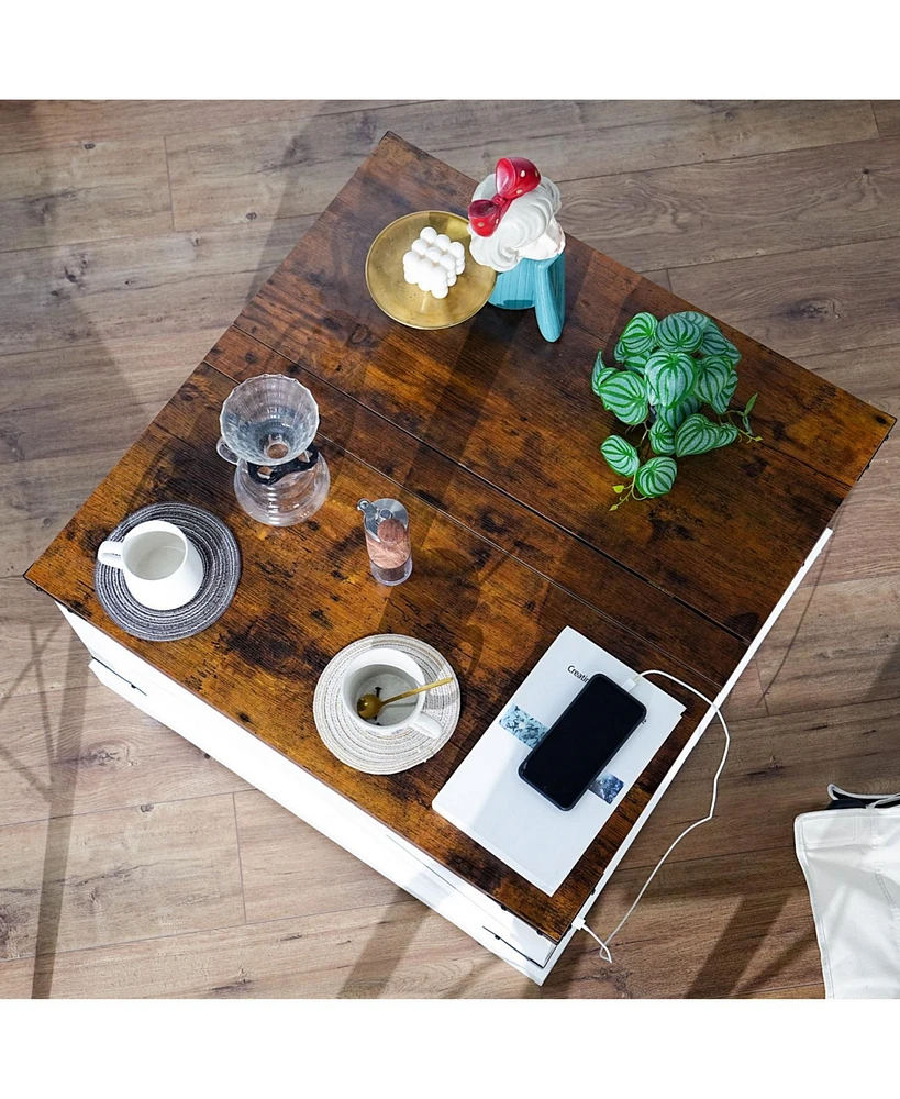 Multi-functional Lifting Home Coffee Table (80cm), Vintage White