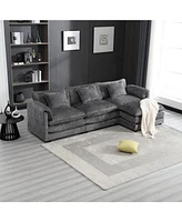 Modern Large boucle Fabric L-Shape Sectional Chenille fabric, movable pedals, detachable armrests, oversized three-seat Sofa