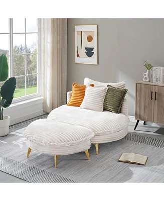 65.00 inches long, Corduroy Sofa Fabric, with three matching pillows and two spacious and comfortable seats