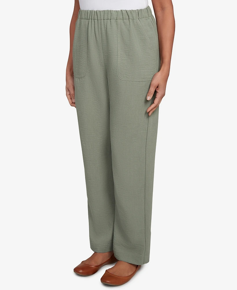 Alfred Dunner Women's Copper Canyon Patch Pocket Short Length Elastic Waistband Pants