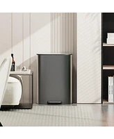 13 Gallon 50L Kitchen Foot Pedal Operated Soft Close Trash Can - Stainless Steel Ellipse Bustbin