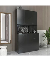 70.87" Tall Wardrobe & Kitchen Cabinet, With 6-Doors, 1-Open Shelves And 1-Drawer For Bedroom