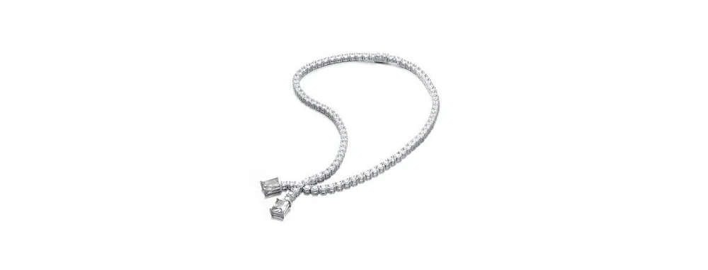 Elegant Two-Stone Tennis Chain Collar Necklace