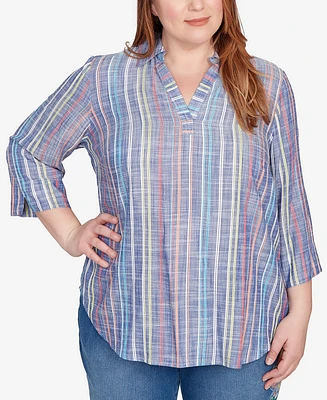 Alfred Dunner Plus Size Textured Stripe Top
