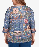 Alfred Dunner Plus Size Floral Patch Top