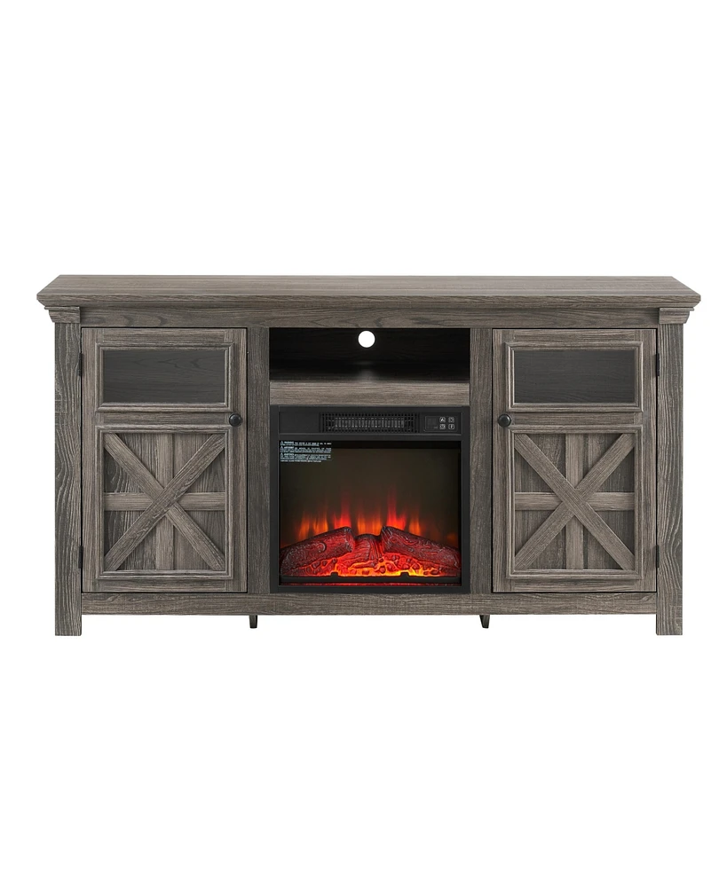 Farmhouse Cabinet with Fireplace Insert, 60.23"W x 15.35"D x 31.7"H
