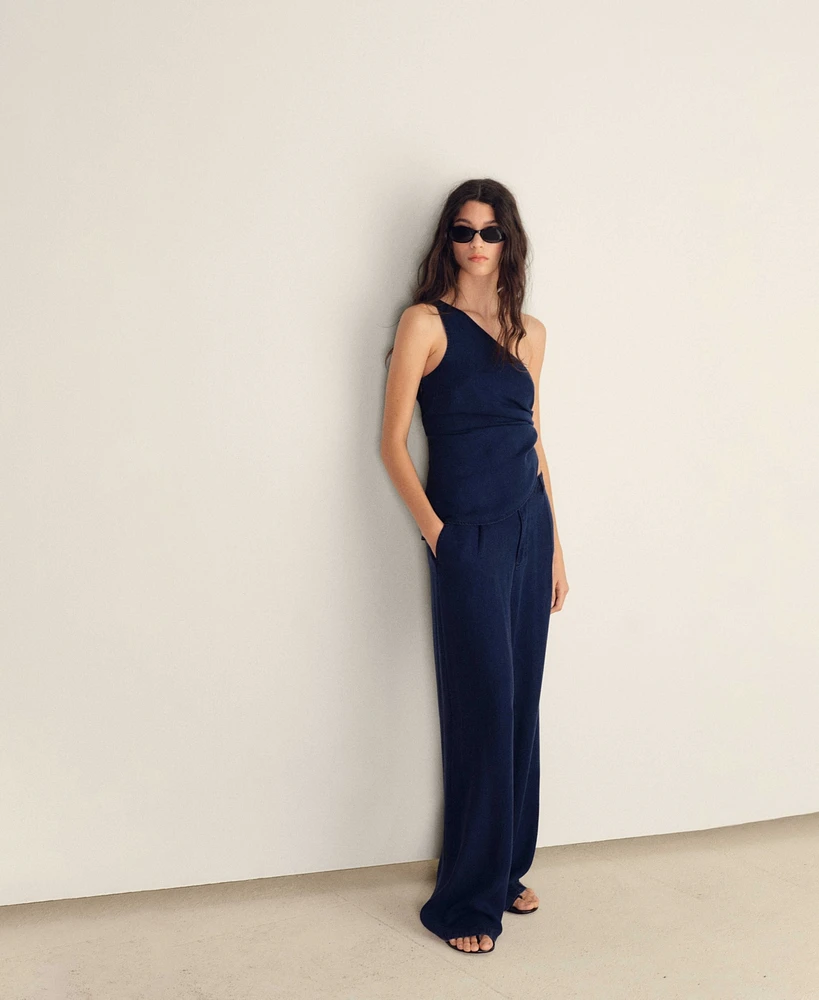 Mango Women's Denim-Effect Lyocell Pants