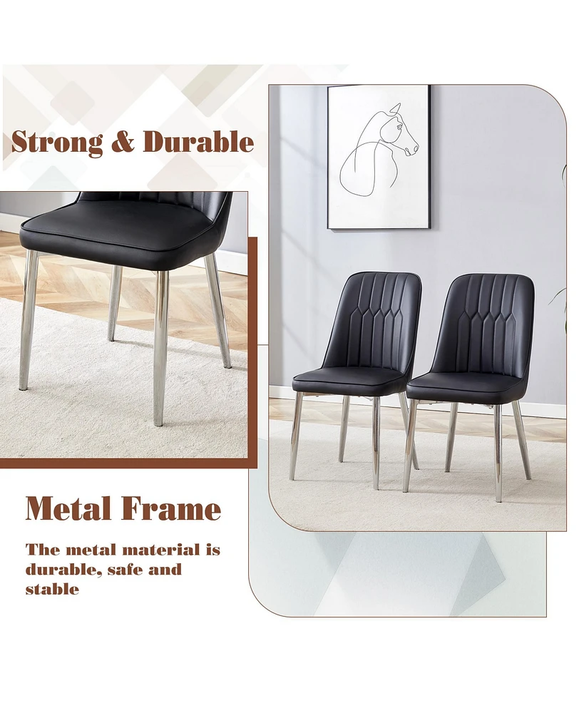Pandora Patterned Dining Table Set with 4 Chairs, 63"x31.4