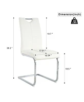 Glass Dining Table and White Pu Chairs Set (5)