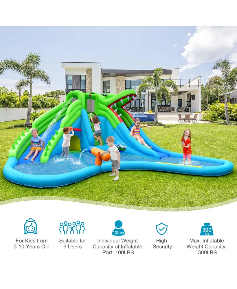 7-in-1 Inflatable Bounce House with Splashing Pool without Blower