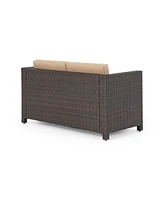 4-Piece Outdoor Wicker Sofa Set with Cushions & Coffee Table