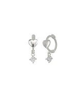 Spero London Heart Huggie Hoop Drop Earrings