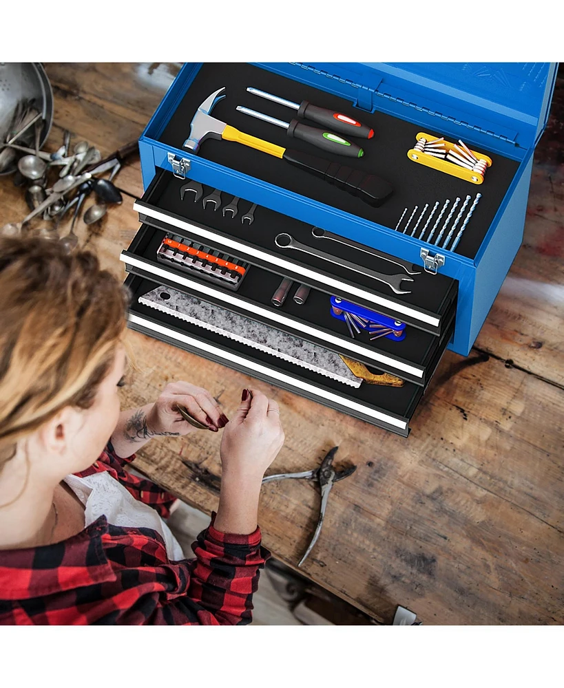 Portable Garage Mechanic Tool Cabinet Box with 3 Drawers