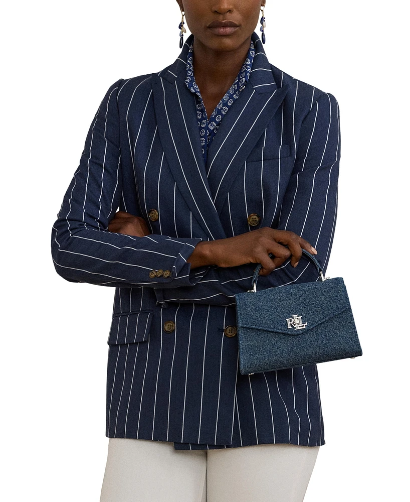 Lauren Ralph Lauren Washed Denim Small Farrah Satchel