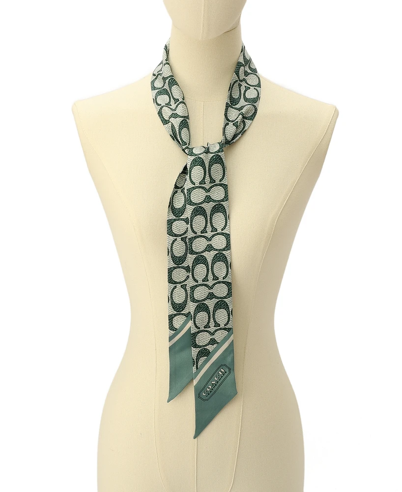 Coach Women's Vintage Signature Print Silk Skinny Scarf