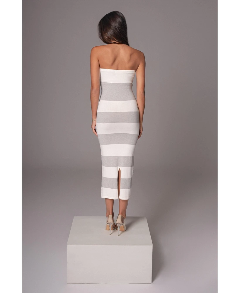 Jluxlabel Women's Striped Strapless Midi Dress