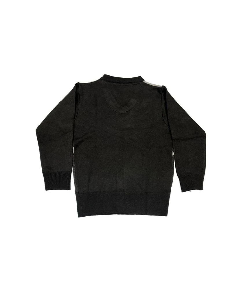 Elie Balleh Boys Black Crew Neck Argyle Sweater