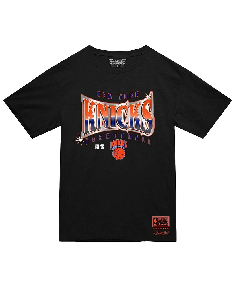Mitchell & Ness Men's Black New York Knicks Worldwide Collection Glow Up T-Shirt