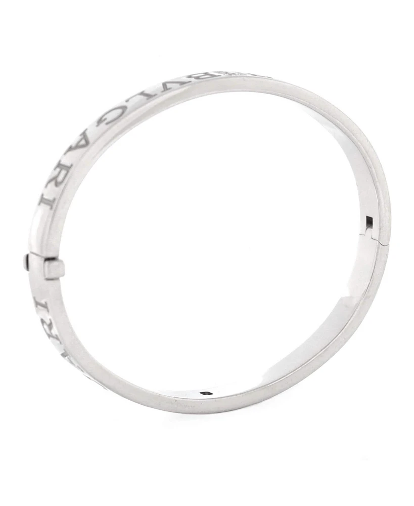 Pre-Owned Bvlgari Bvlgari Bvlgari Bangle Bracelet 18K White Gold with 2 Diamonds
