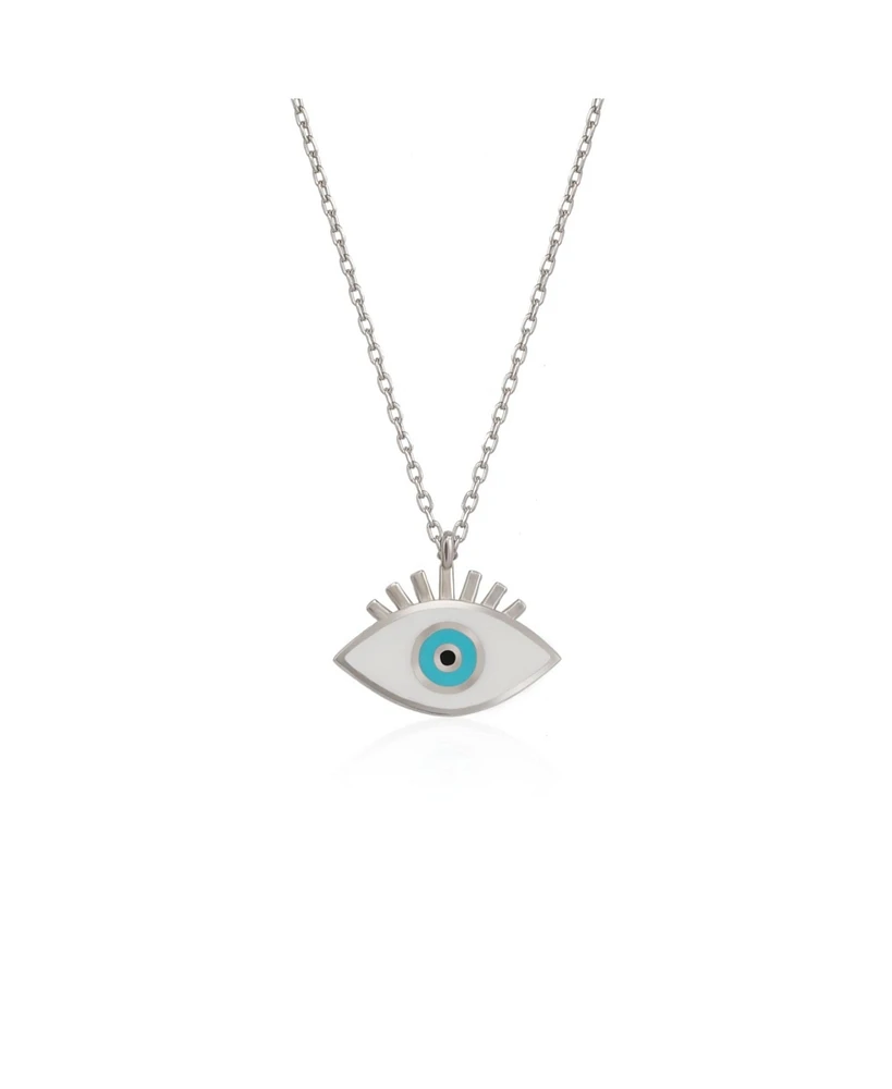 Spero London Sterling Silver Evil Eye Eyelash Necklace