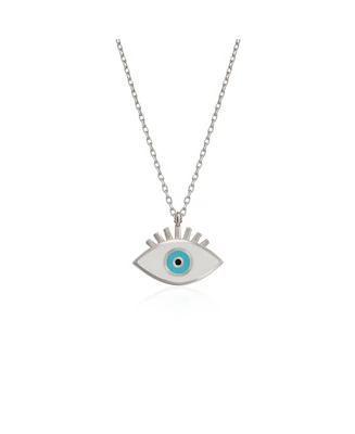 Spero London Sterling Silver Evil Eye Eyelash Necklace