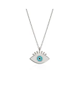 Spero London Sterling Silver Evil Eye Eyelash Necklace