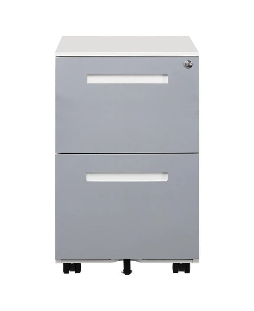 3 Drawer Mobile Locking File Cabinet, Rolling Filing Cabinet for Letter/A4 Size With 5 Wheels, Grey