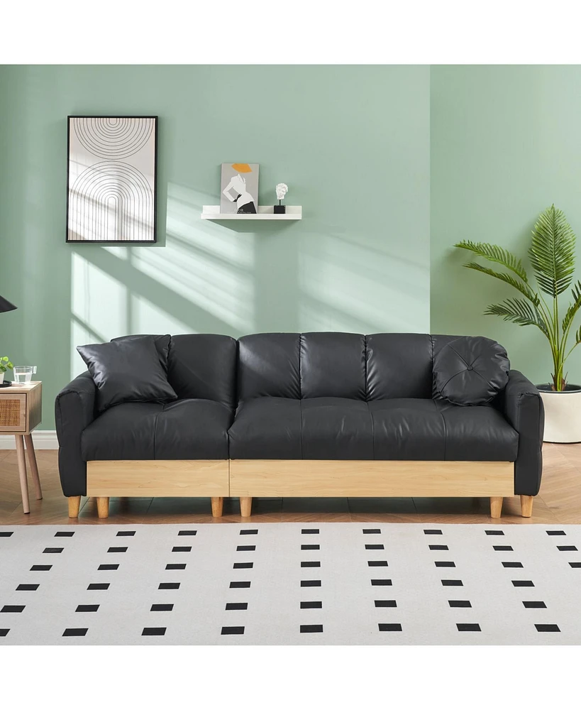 86.61 inches black technology cloth sofa, three sofa lift sofa bed, sofa bed with storage cabinet, sofa is soft and comfortable, suitable for meeting