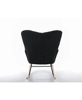 Teddy Fabric Rocking Gilder Nursery Chair For Living Room Indoor,Black