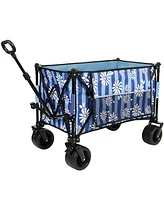 Heavy-Duty Folding Wagon Cart w/ Picnic Mat