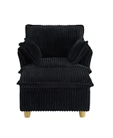 Corduroy Sofa with Ottoman & Pillows