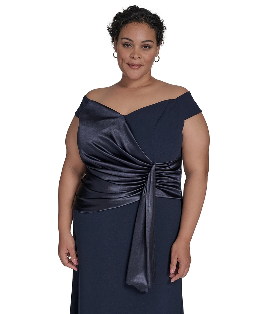 Eliza J Plus Mixed-Media Scuba Crepe Sleeveless Gown