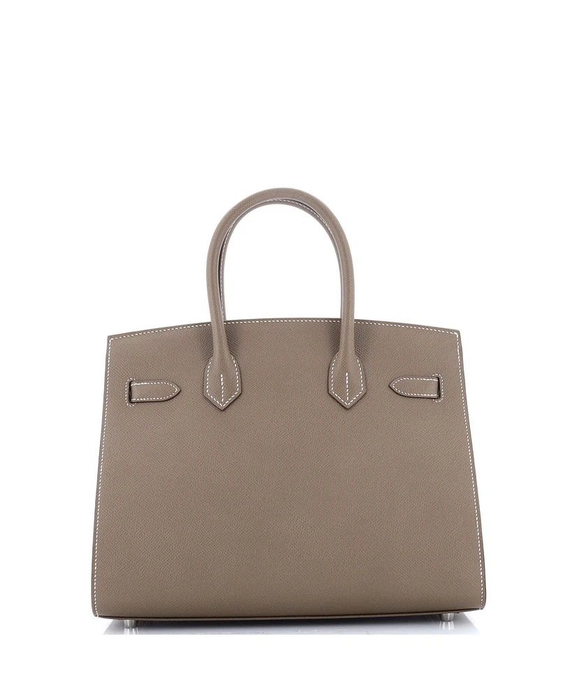 Pre-Owned Hermes Birkin 30 Handbag Grey Epsom with Palladium Hardware