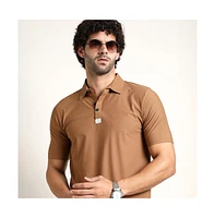 Campus Sutra Men's Sepia Brown Seamless Waffle Polo T-Shirt